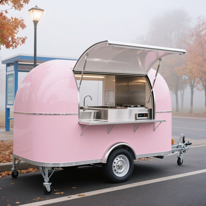 Coffee Equipment - 大型コーヒーBBQフードトラック、移動式フードトレーラーキッチン、エアコン付きピンクフードトラック、フル装備