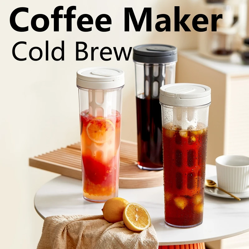 Coffee Equipment Camping - ハンドル付き手動コールドブリューコーヒーメーカー,大容量ウォーターボトル,ポータブルジュース,紅茶,フルーツ,1リットル