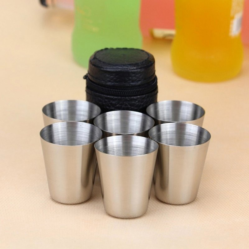 Coffee Equipment Camping - 4/6 個のステンレス鋼カップミニショットグラスビールカップ金属ワインカップコーヒータンブラー茶ミルクマグキャンプハイキングポータブルカップセット