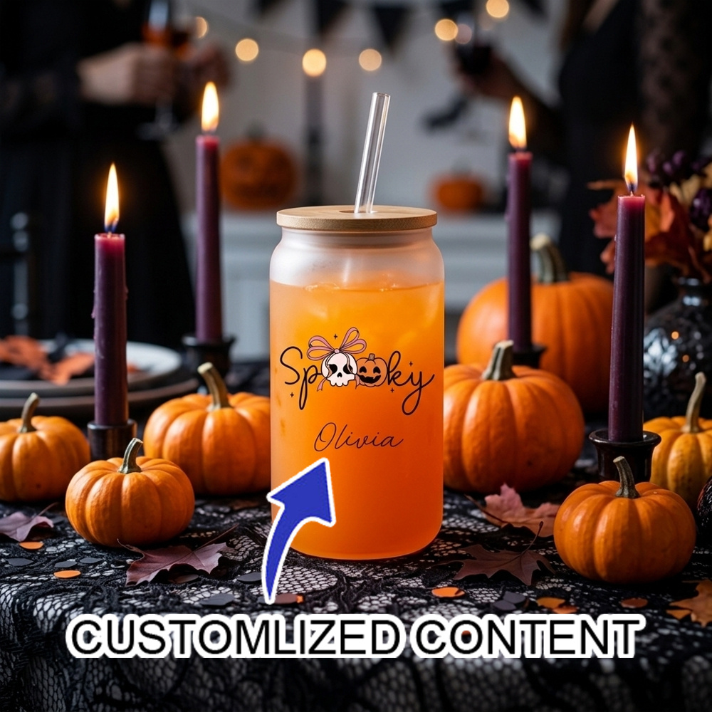 カスタム名入れ スポーキーハロウィン グラスカップ 竹製蓋と - Coffee Equipment Camping のレビューと価格