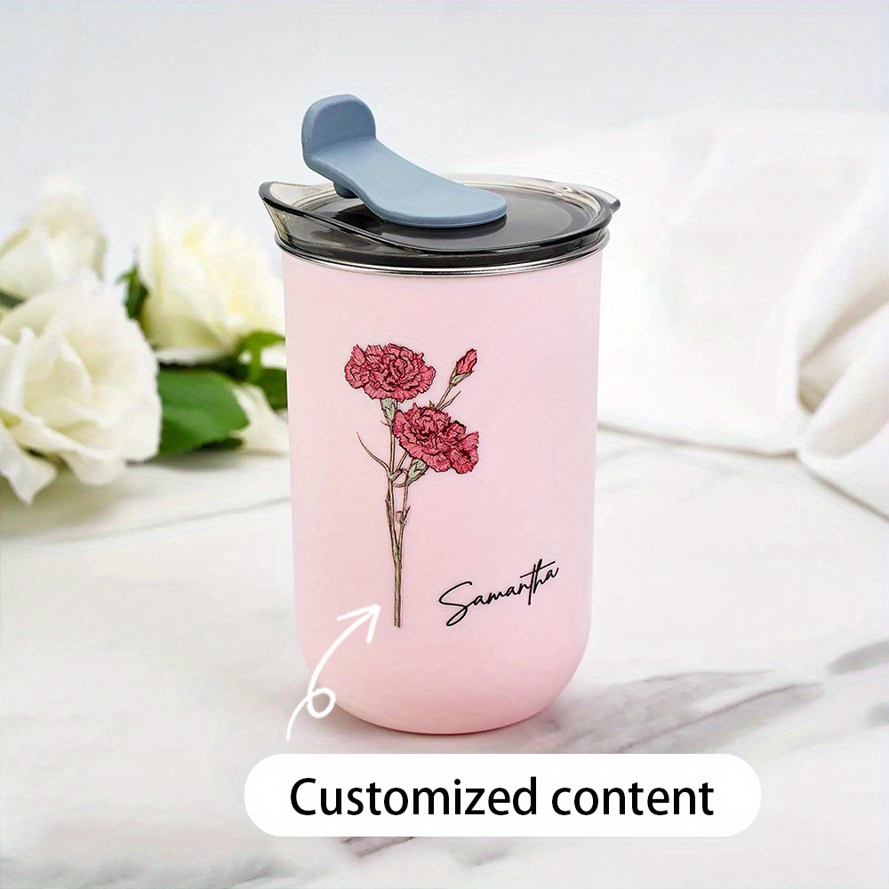 パーソナライズされた誕生花柄コーヒータンブラー、カスタムネー - Coffee Equipment Gift のレビューと価格