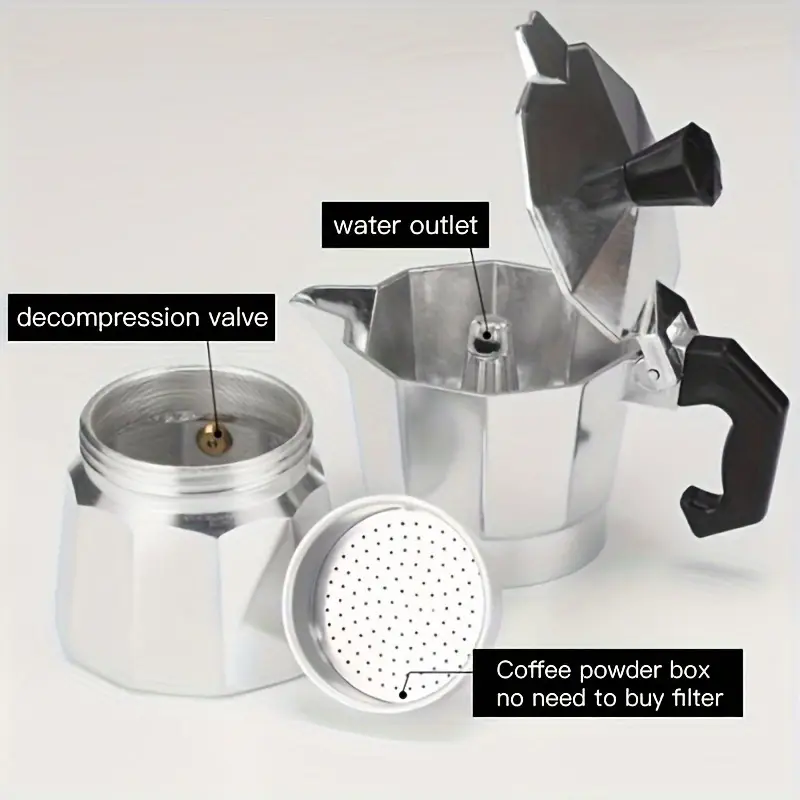クラシックなアルミ製モカポット 50-300ML 家庭用コン - Coffee Equipment Brands のレビューと価格