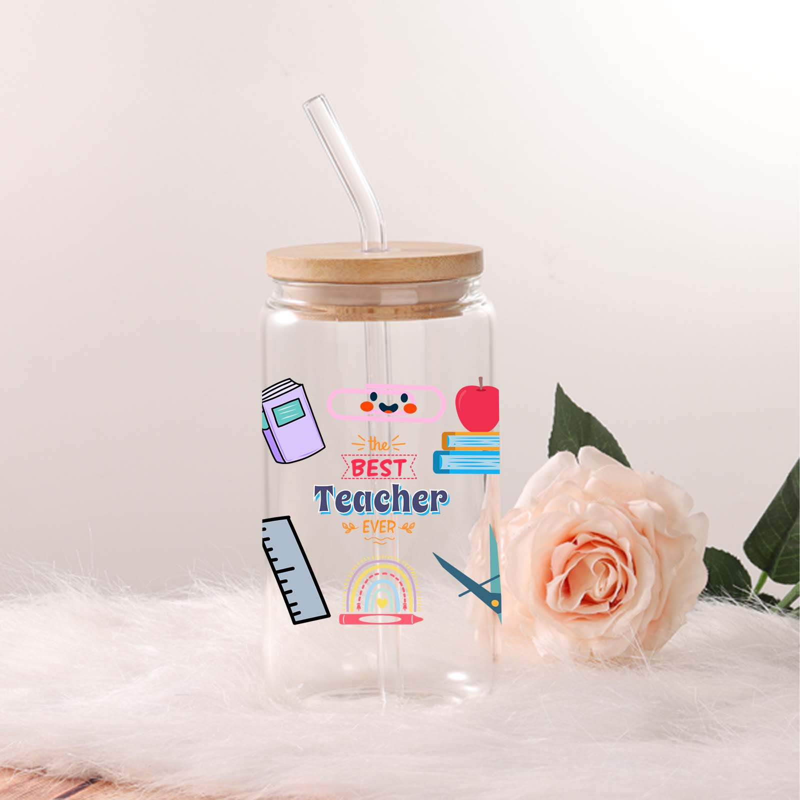 ふたとストロー付きガラスタンブラーマグ、教育機器パターン、3 - Coffee Equipment Gift のレビューと価格