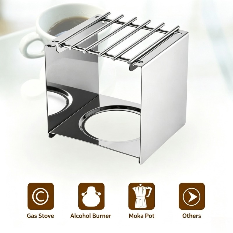 ステンレス製の正方形コーヒーストーブスタンド、モカポットやア - Coffee Equipment Camping のレビューと価格