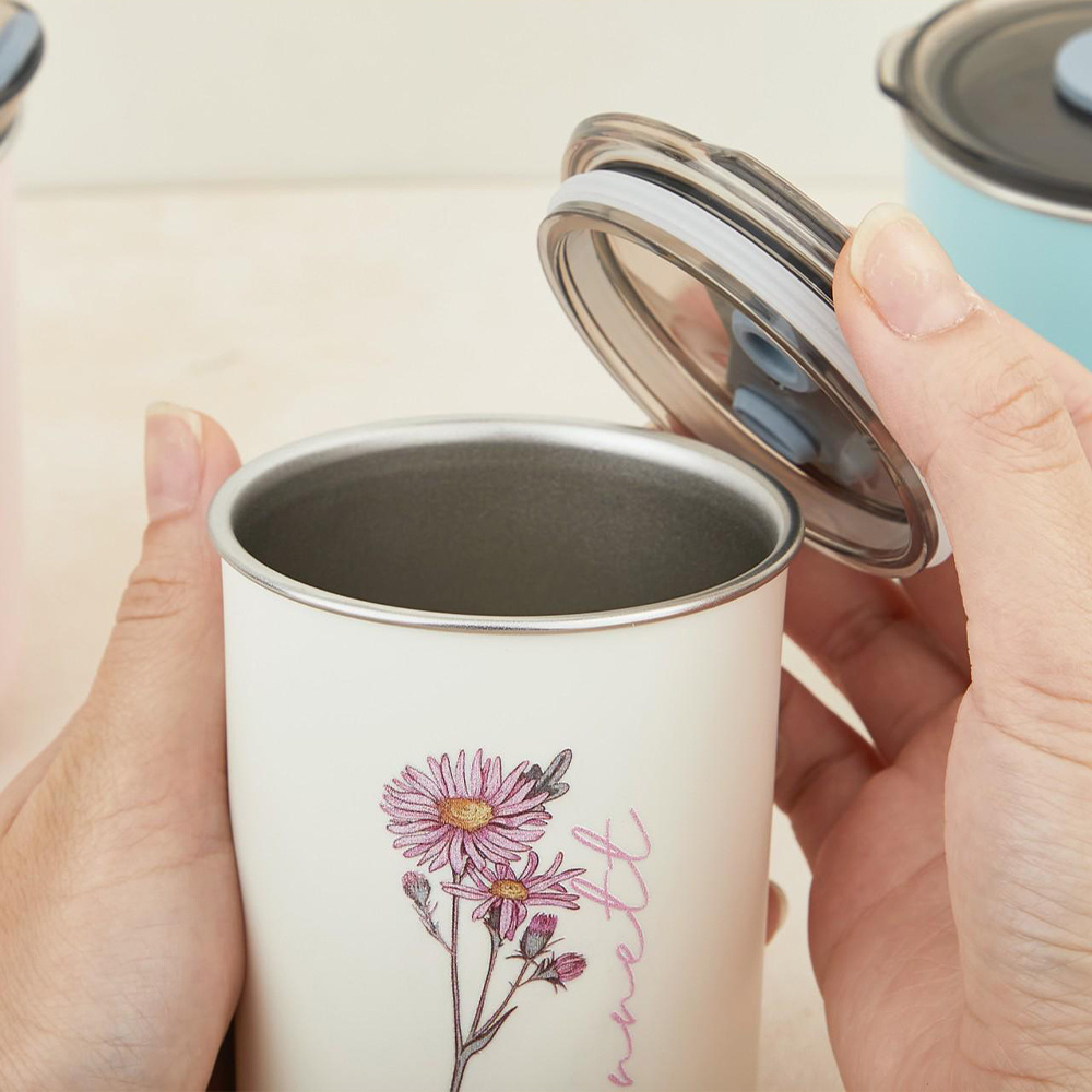 カスタムバースフラワー ステンレススチール製蓋付きカップ、名 - Coffee Equipment Gift のレビューと価格
