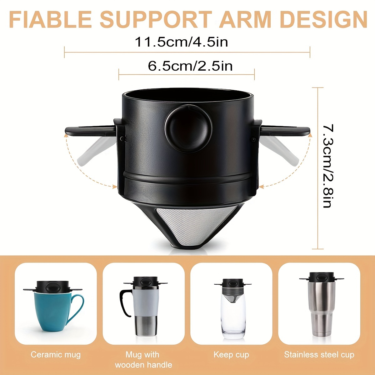 ポータブルコーヒーフィルターカップ、再利用可能なコーヒーメー - Coffee Equipment Camping のレビューと価格